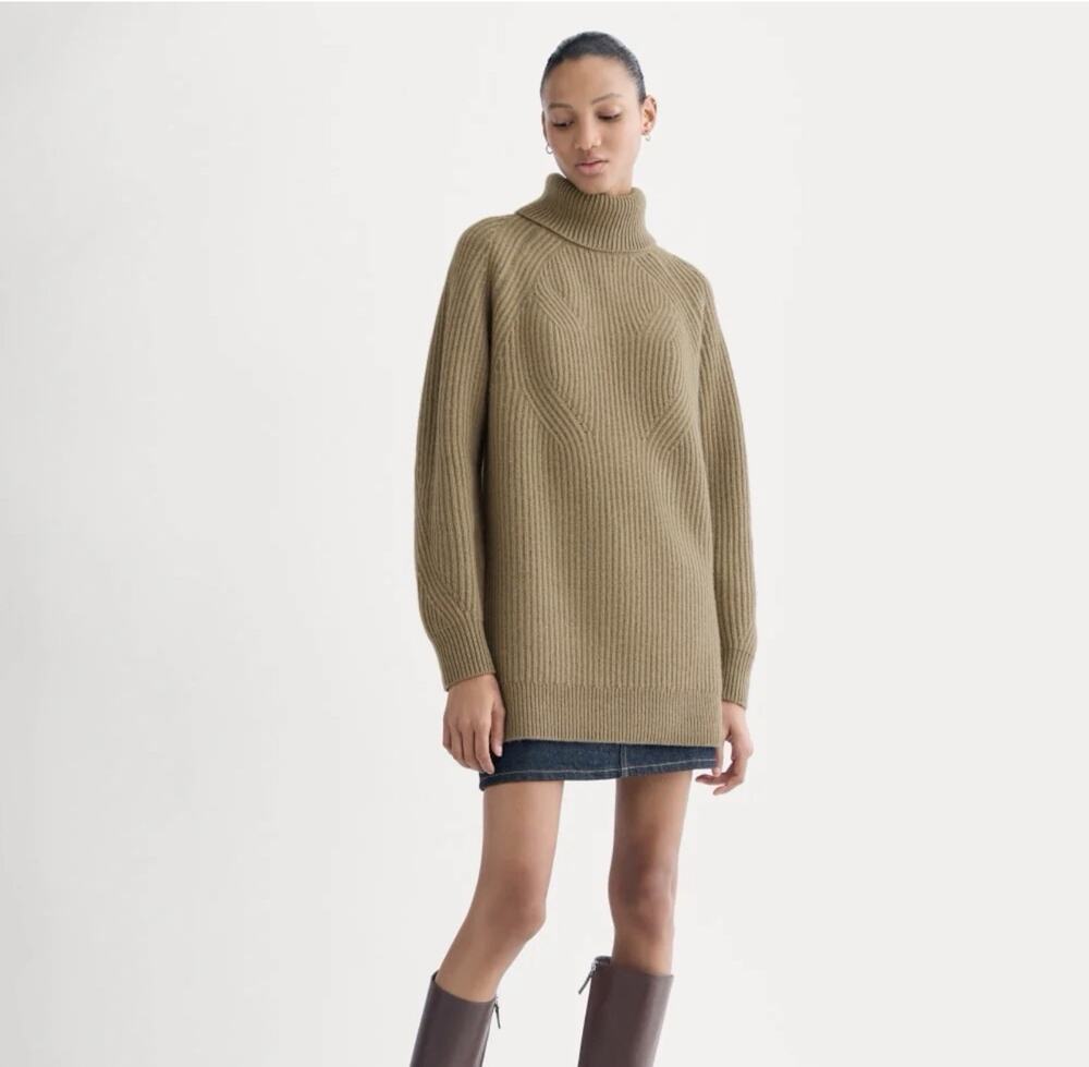 NWT Everlane Cocoon Turtleneck Sweater Wool Cashmere Ribbed Brown Women’s Size S